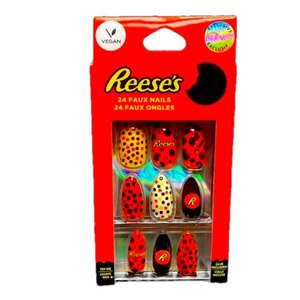 Reeses Peanut Butter Cups Stiletto Vegan Faux Nail Set - 24 Pack - NWT